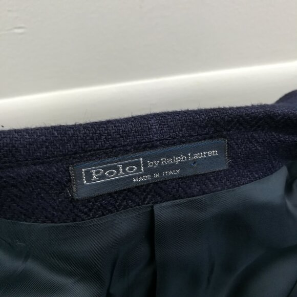 Polo Ralph Lauren Corneliani Blazer Sport Coat Flax Linen Blue Herringbone 44R - Picture 7 of 13